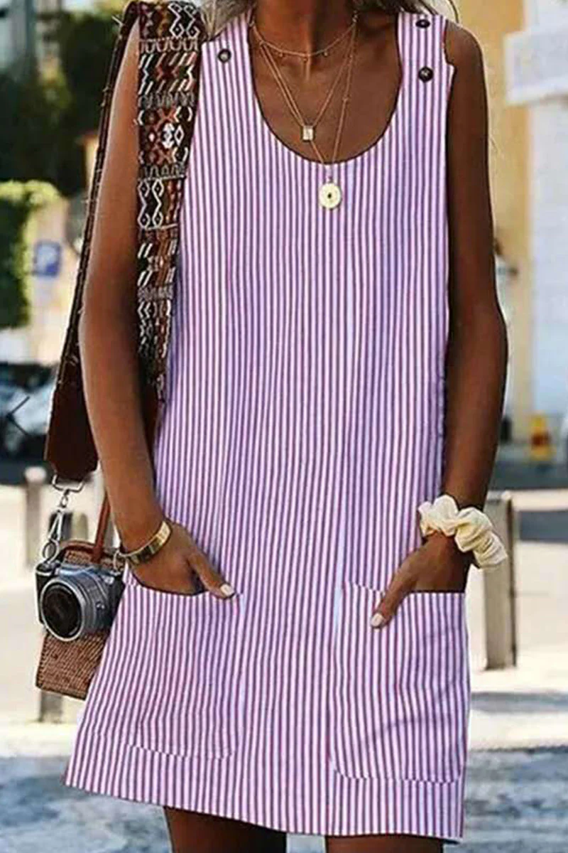 Fashion British Title Striped Patchwork A Line Dresses(4 Colors)